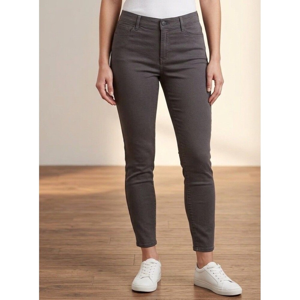 Gap Pants Women 12 Charcoal Cotton Blend Stretch Skinny Mid Rise Tapered Zip Fly